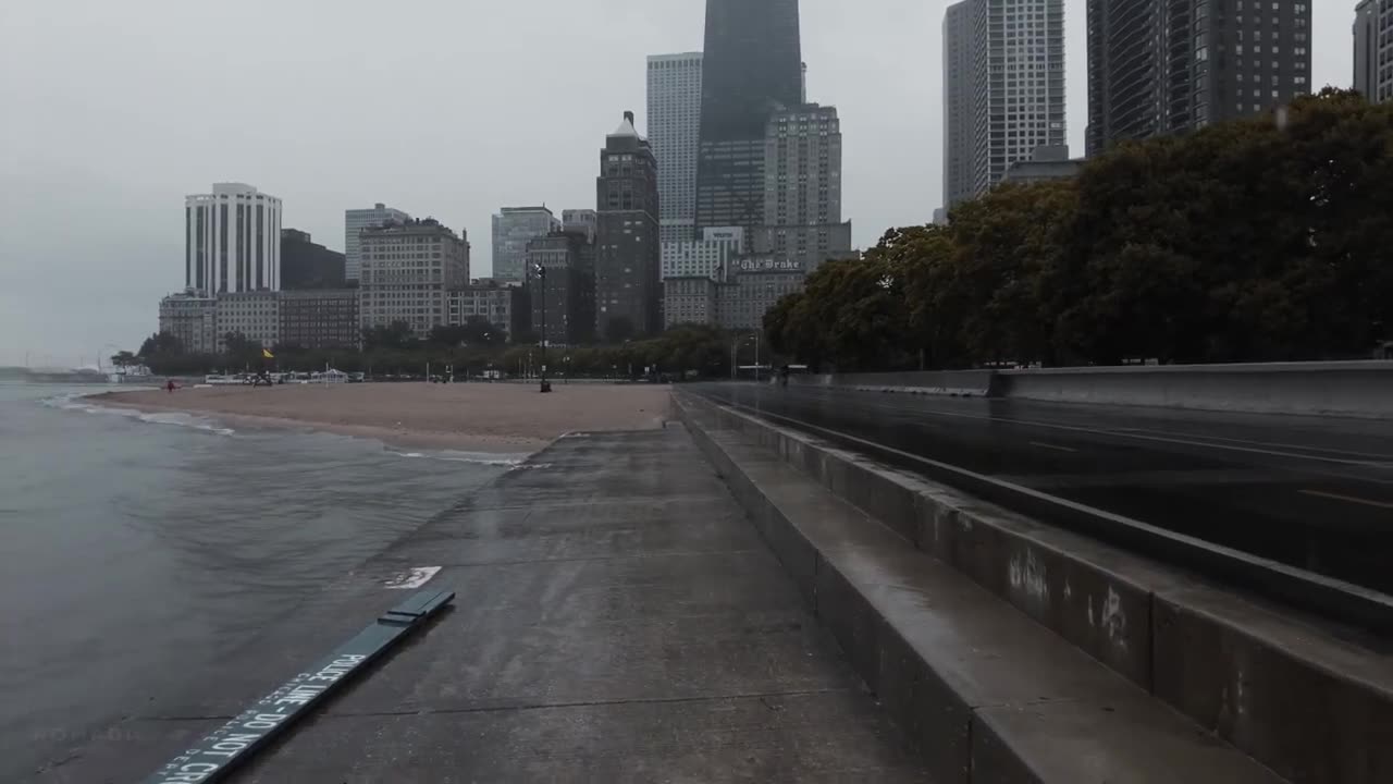 Rain walk in Chicago on a late morning | Relaxing Sounds for Sleep and Study