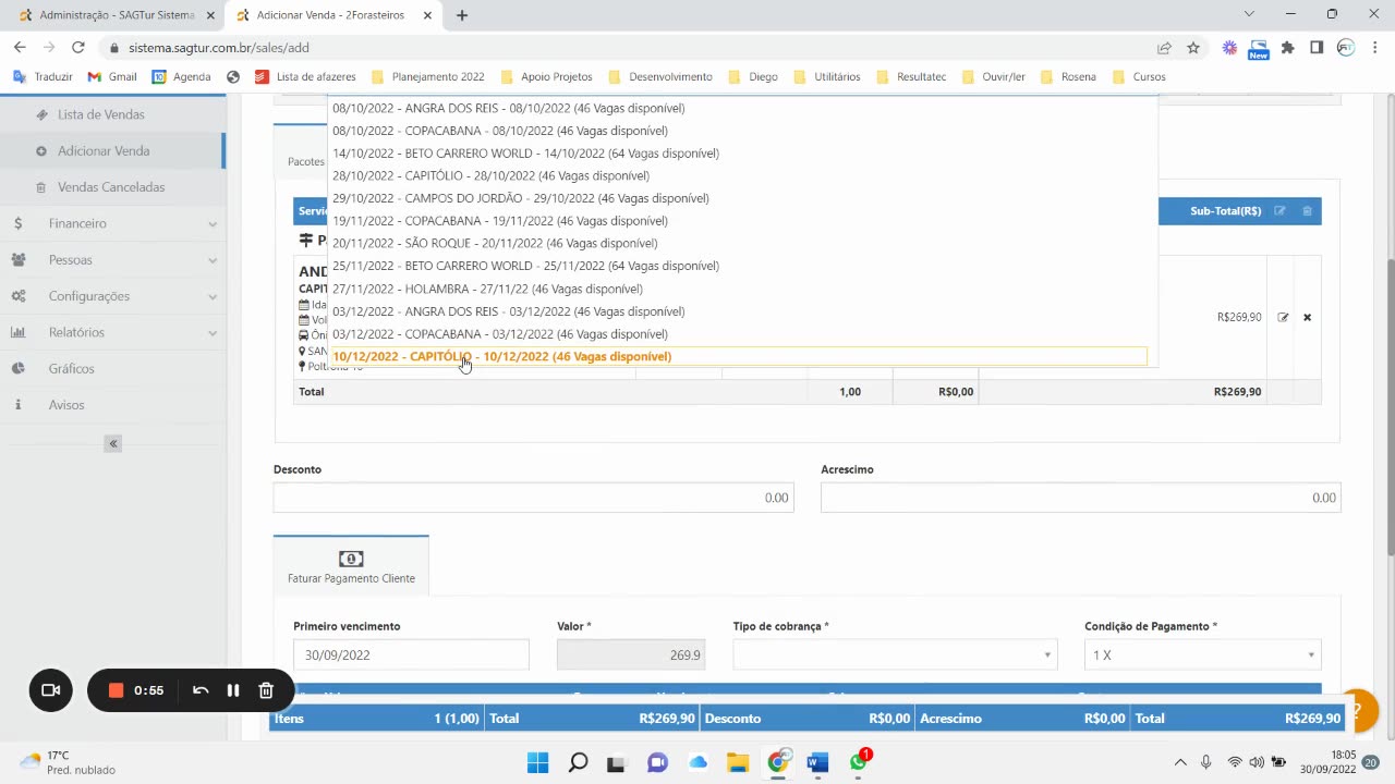 #V1 - mostrando como adicionais mais de uma pessoa numa mesma venda