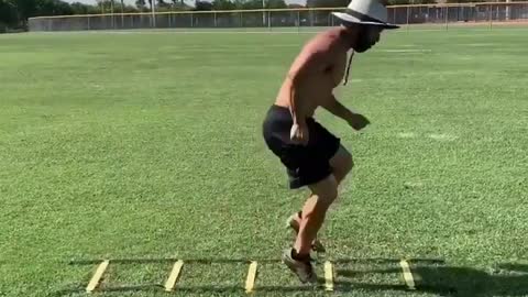 Man Shows Mind-Blowing Foot Speed While Exercising In Field