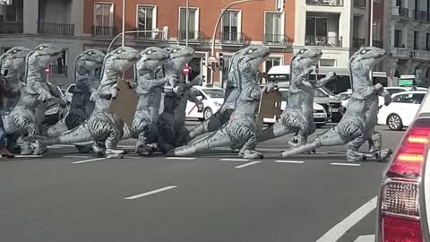 A Dinosaur Stampede In Madrid