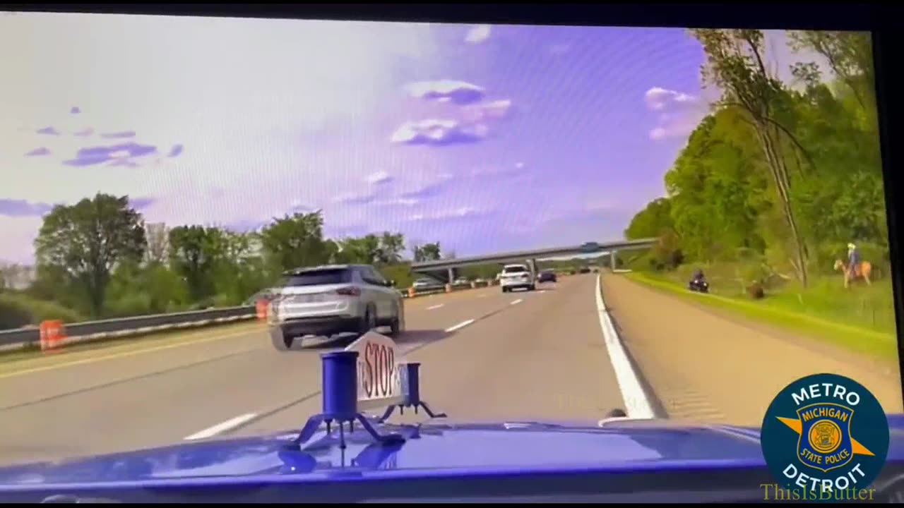 Dash cam video shows cowboy steering strolling cow on I-75 in Holly to safety