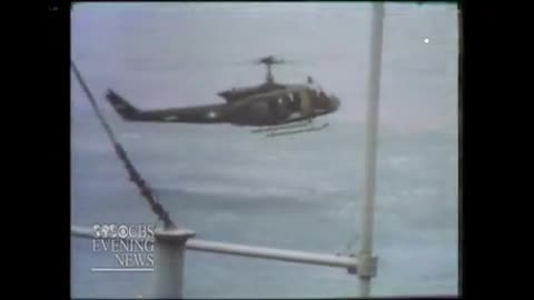 South Vietnamese helicopter pilots ditching in the sea, April 1975