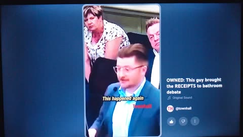 OWNED:THIS GUY BROUGHT THE RECEIPTS TO BATHROOM DEBATE.- @ TOWN HALL