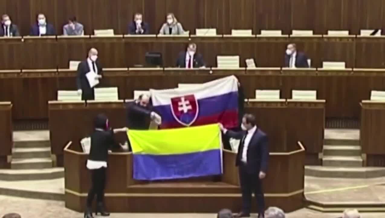 Watch Slovakia parliament members trying to disrespect their own flag