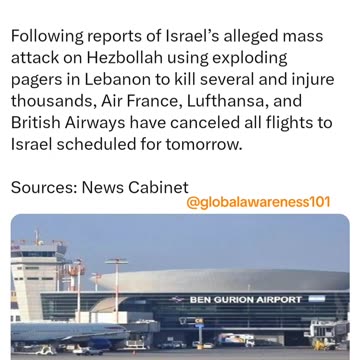 Many airlines canceled flights to Israel after they detonated pagers in public areas