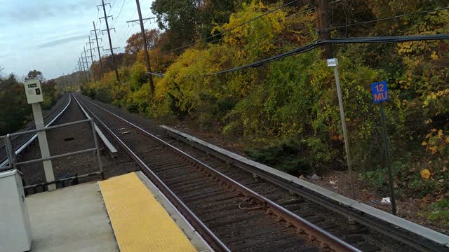 More 2022 fall foliage on the platform at MTA LIRR station Nassau county ny