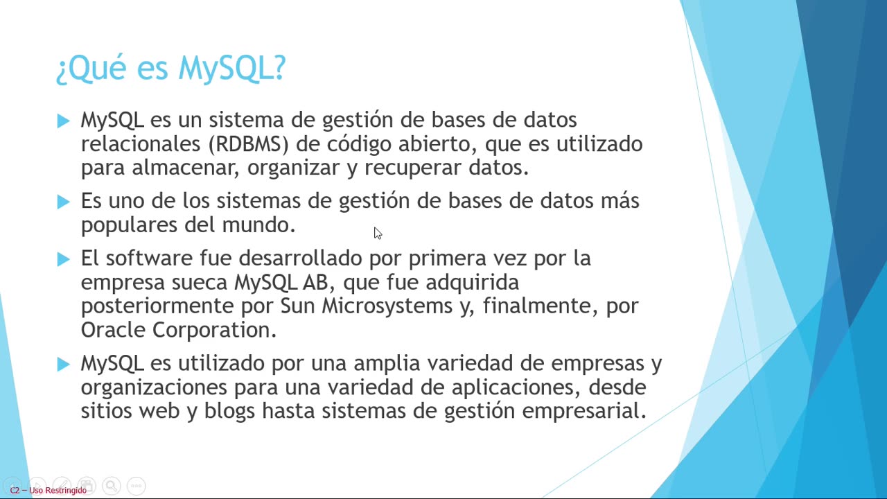 Tutorial acerca de la instalación de la base de datos MySQL.