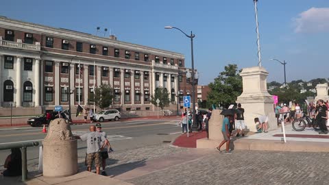 25 August 2021 - Vaccine Mandate Protest in Providence - View from Statehouse grounds