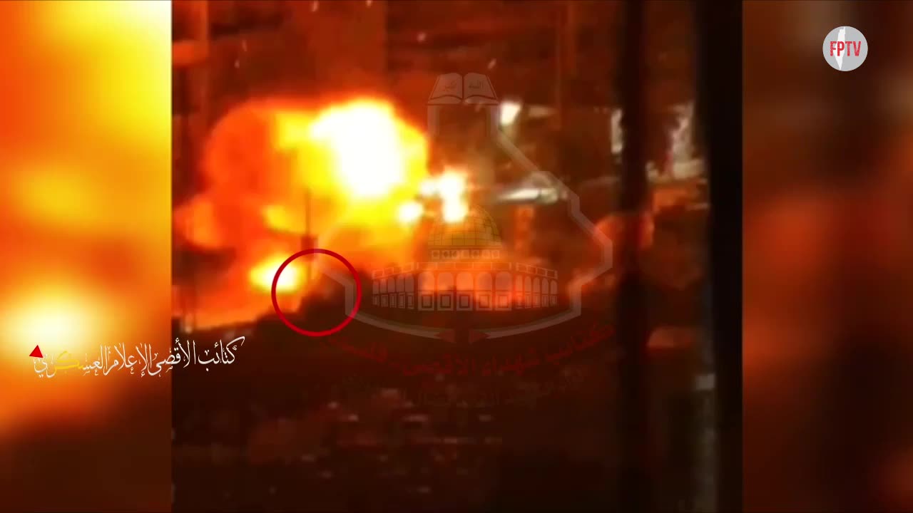 Al-Aqsa Martyrs Brigades striking a Zionist military jeep with a pre-set explosive device and clashing with Zionist forces in Nour Shams Camp, east of Tulkarm, West Bank, occupied Palestine, 31 Oct 2024