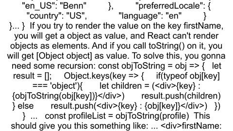 How to render key value pairs from object react