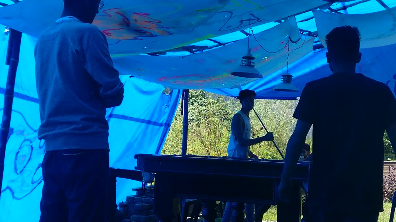 Pool game in middle of the Himalayas