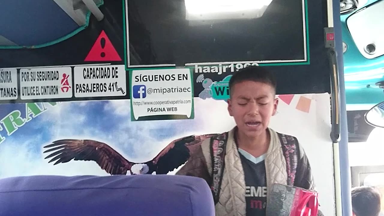 spanish kid raps in bus to peru