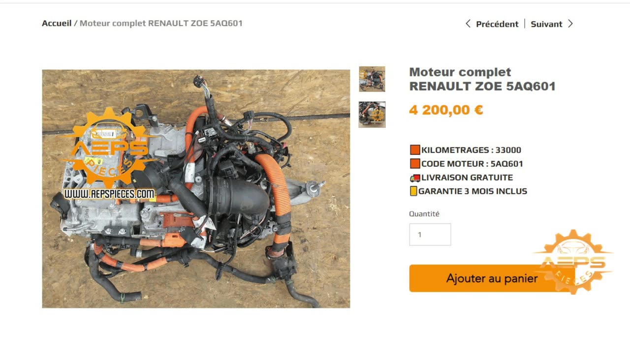 AEPSPIECES.COM - Moteur complet RENAULT ZOE 5AQ601