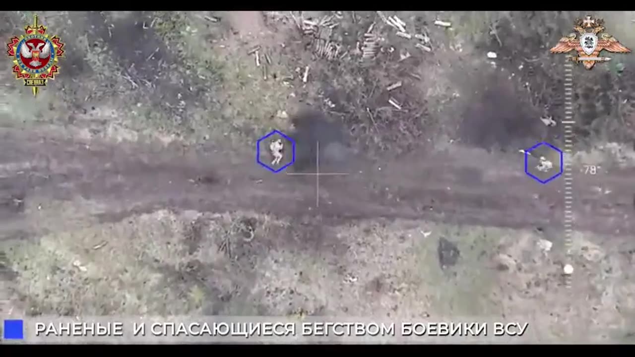 RU POV: Ukrainian soldiers hit by Russian drone dropped grenade