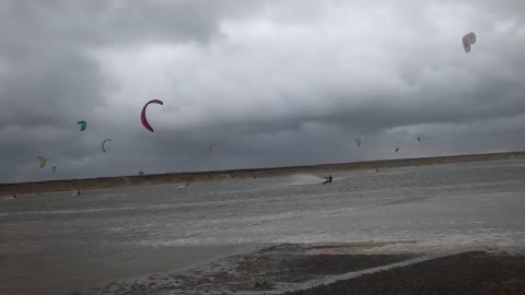 Guy Pulls a Jump While Kiteboarding Then Wind Carries Him Unexpectedly Throwing Him Away