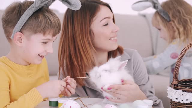 Feeding A Pet Rabbit With Hay