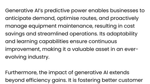 How Generative AI Can Speed Up The Logistics Industry
