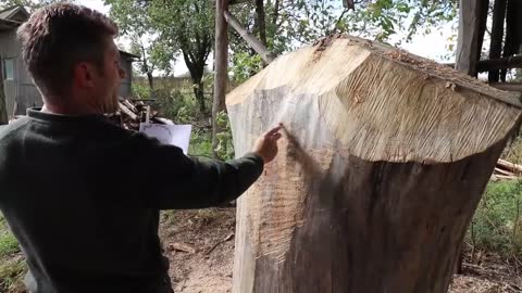 AMAZING CHAINSAW wood carving, Native American with wolves