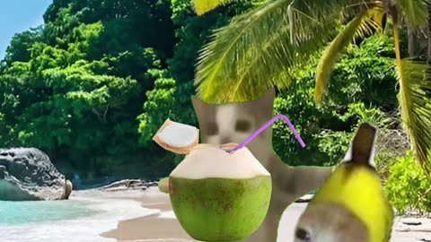 Happy and banana cat coconut fall