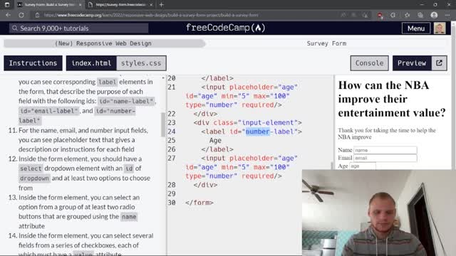 Build a Survey Form | FreeCodeCamp