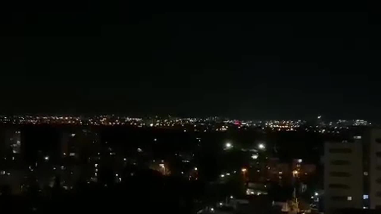 Missile in the sky of Tel Aviv Israel