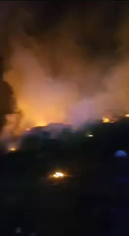 Footage of an Israeli missile strike on southern Lebanon, massive fires