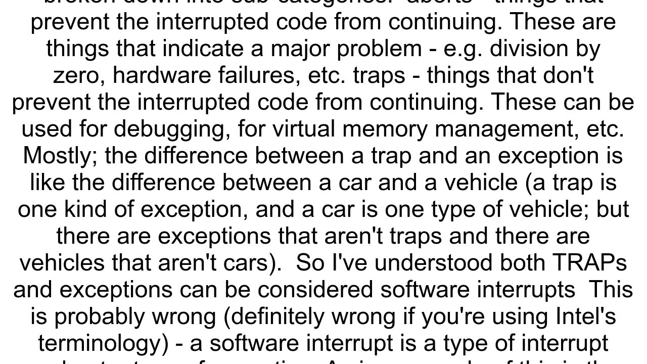 Difference between TRAP and exceptions