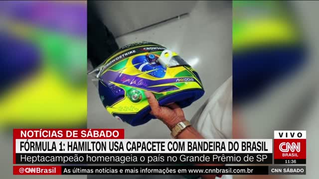 F1: Hamilton usa capacete com bandeira do Brasil em Interlagos