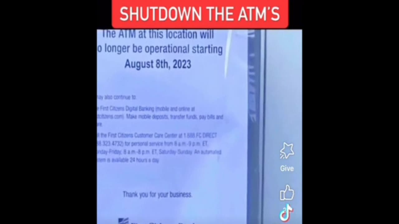 ATM's To Shut Down Soon