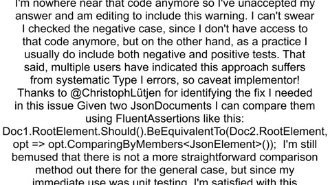 Compare contents of SystemTextJsonDocument C in unit test