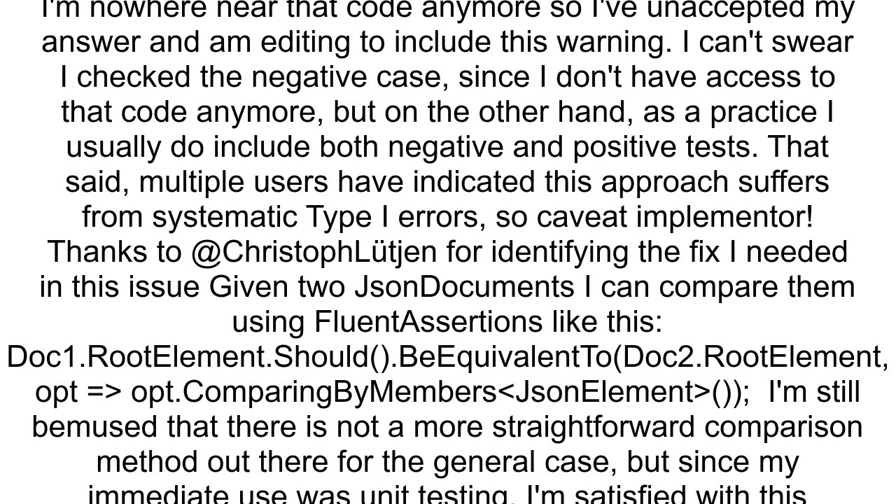 Compare contents of SystemTextJsonDocument C in unit test