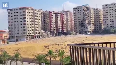 MOMENT ISRAELI AIR FORCE MISSILE STRIKES MULTI-STORY BUILDING IN GAZA CITY