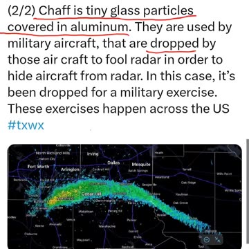 US Military Spraying Chaff Across The Sky In DFW For Military Exercise.