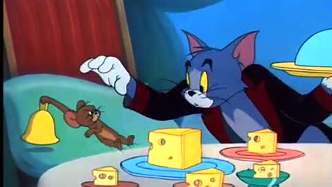 TOM & JERRY (TOM BRINGS FOOD TO JERRY, TOM IS LOOKING FOR THE DOG)