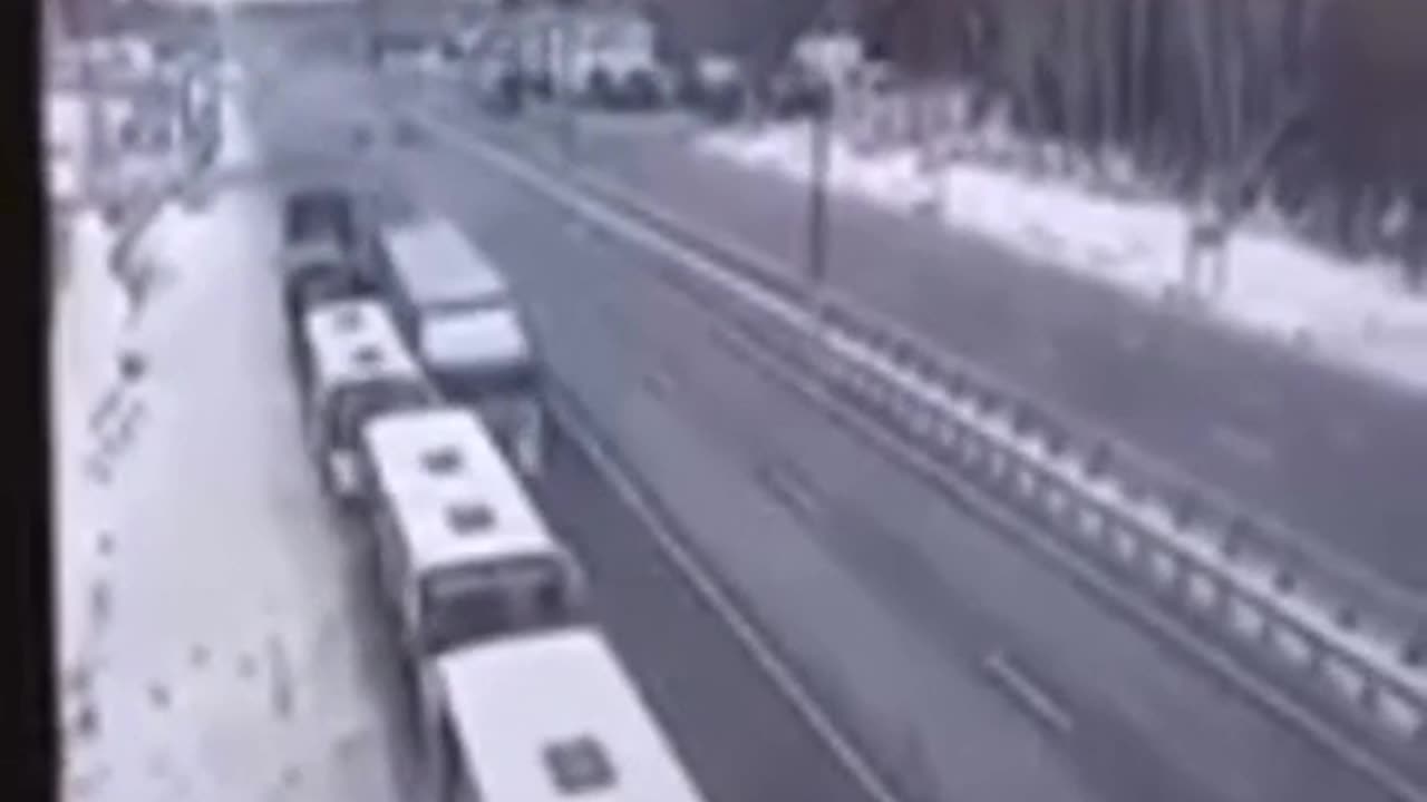 Truck Crashes into Buses Carrying Russian Conscripts