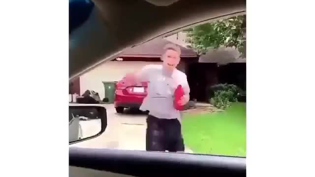 Jumped in the car.