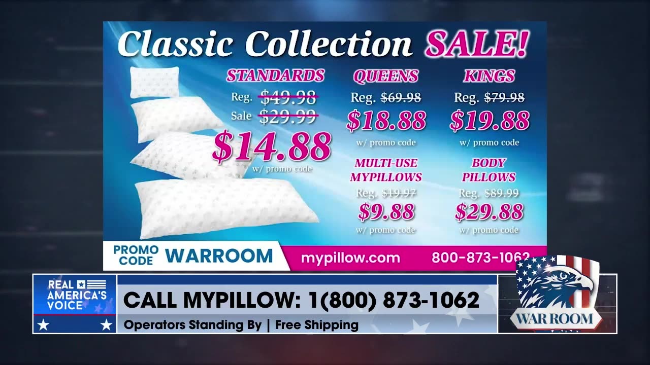 Go To Mypillow.com/warroom And Checkout The Classic Collection Sale For As Low As $14.88