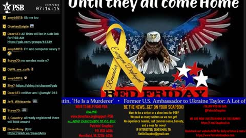 2022-02-25 07:00 EST - Patriots Soapbox AM: with LadyRWB , MykelJaye & DD