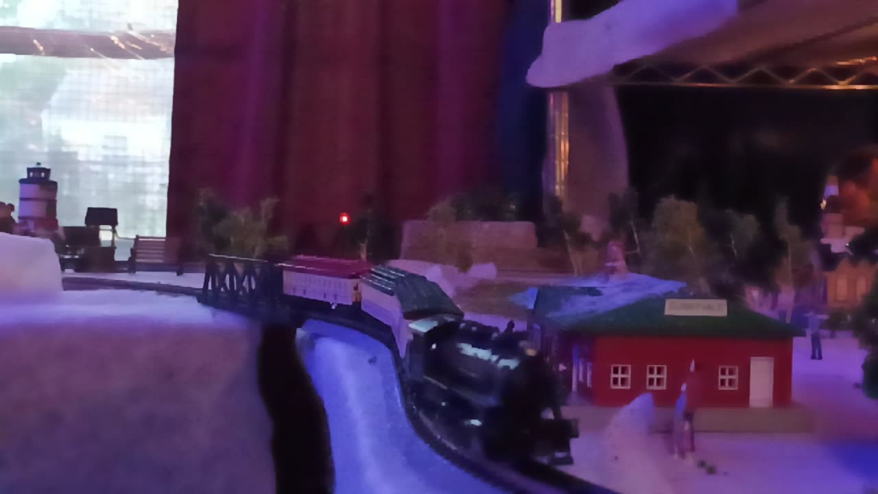 a christmas train display