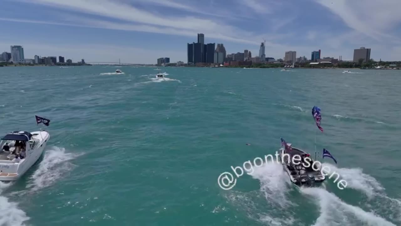 ‘Michigan MAGA Boat Parade’ Takes Detroit River Towards Downtown Detroit