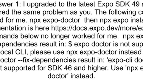 expo doctor not supported expocli doctor not fixing dependencies