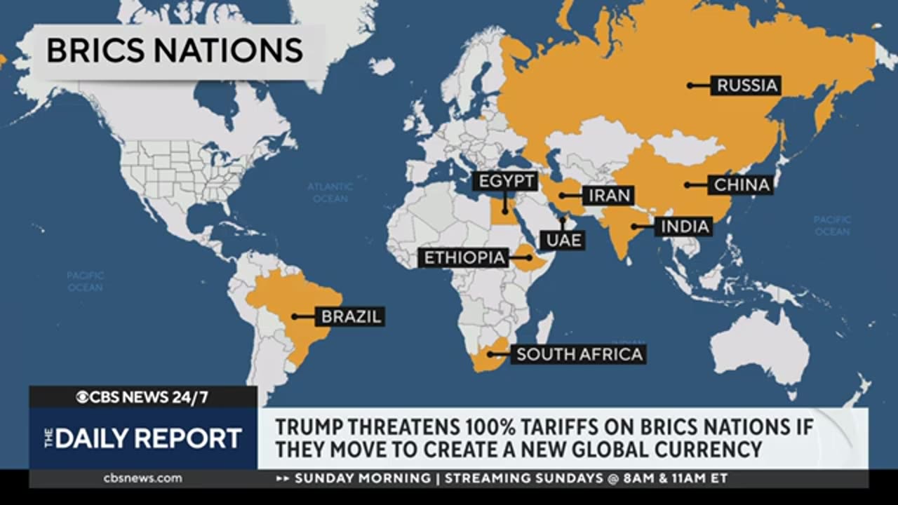 Trump threatens 100% tariffs on BRICS natons