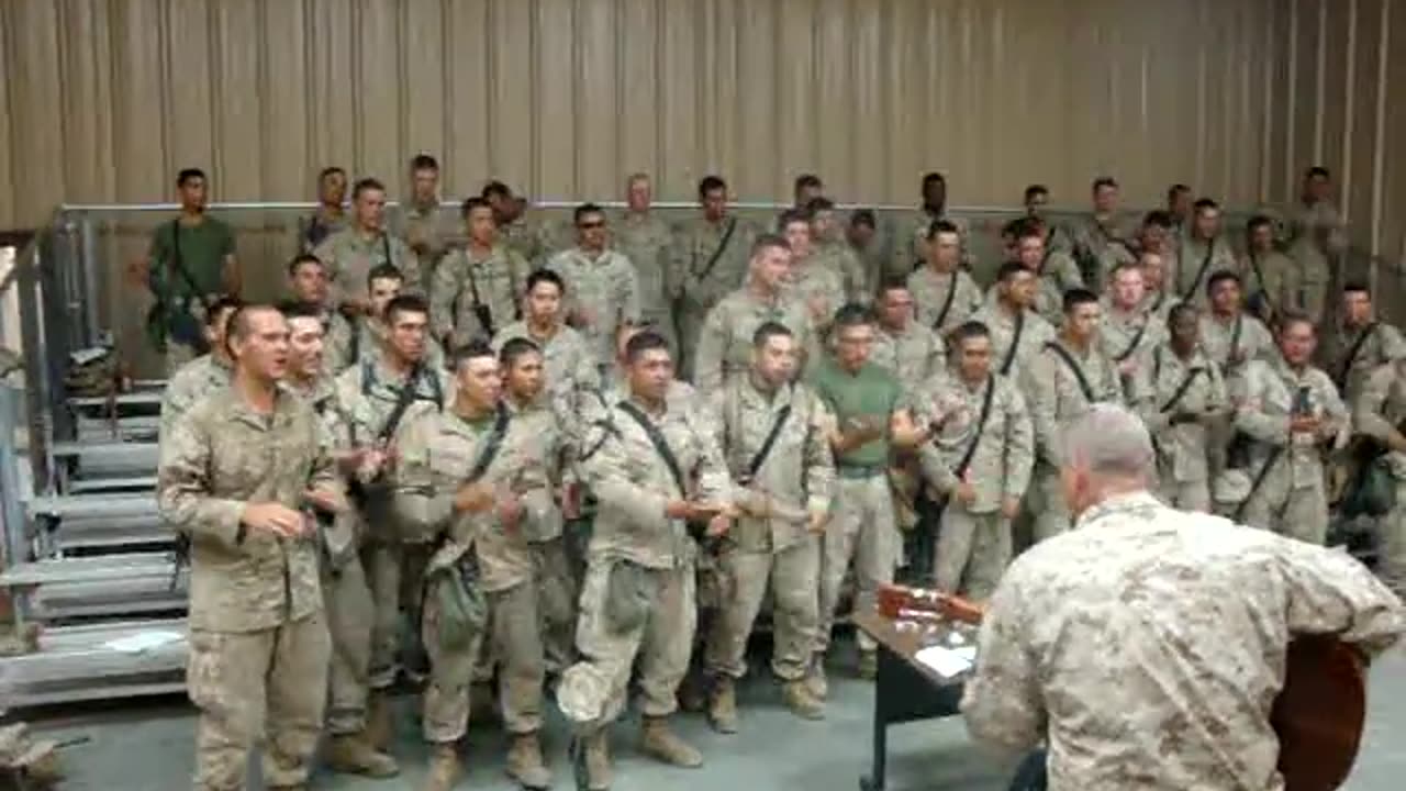 U.S. Marines Sing "LORD I Lift Your Name On High"