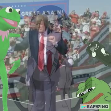 Trump and frogs dancing to the frogger theme