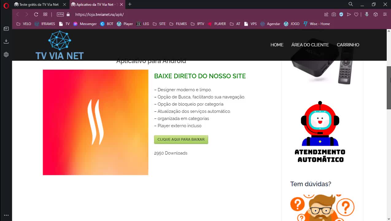 Tutorial do teste grátis