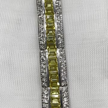 Rare Find. Cubic Zirconia CZ. Gorgeous Silver/Yellow Tone Bracelet. Party. Event