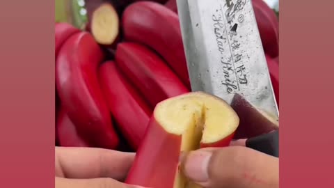 Amazing fruit🍍🍎🍓🍇 cutting skills, red bananas