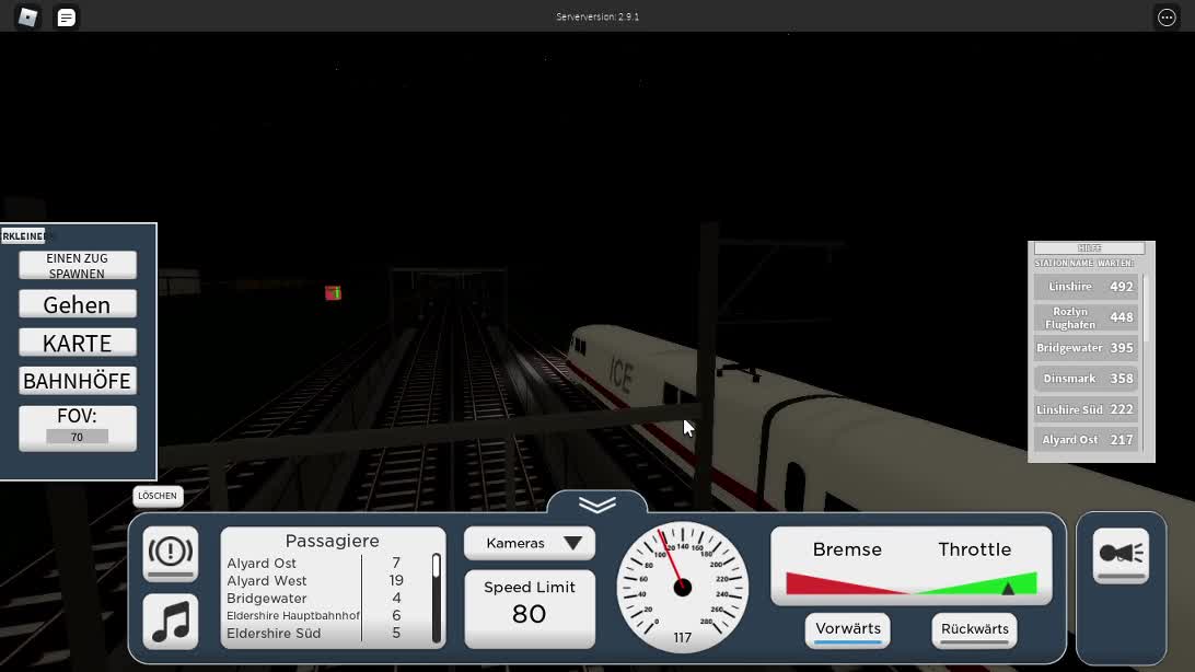 I am driving around with cool trains in Terminal Railways Roblox