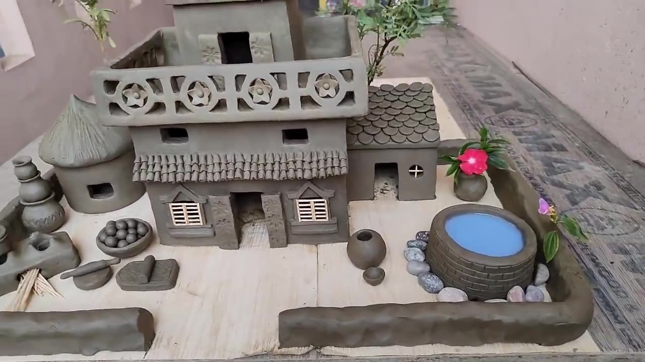 NEW Miniature clay house __ agriculture farming _ village house _how to make clay kitchen set