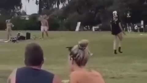 Police officer subdues drunk women in US